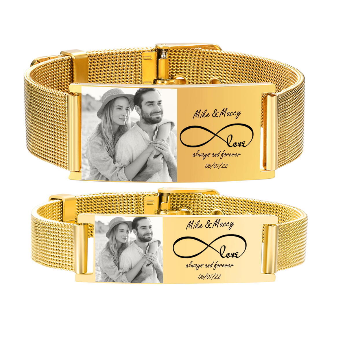 Stainless Mesh Band - Kadın erkek için kişiselleştirilmiş kimlik bilezik,