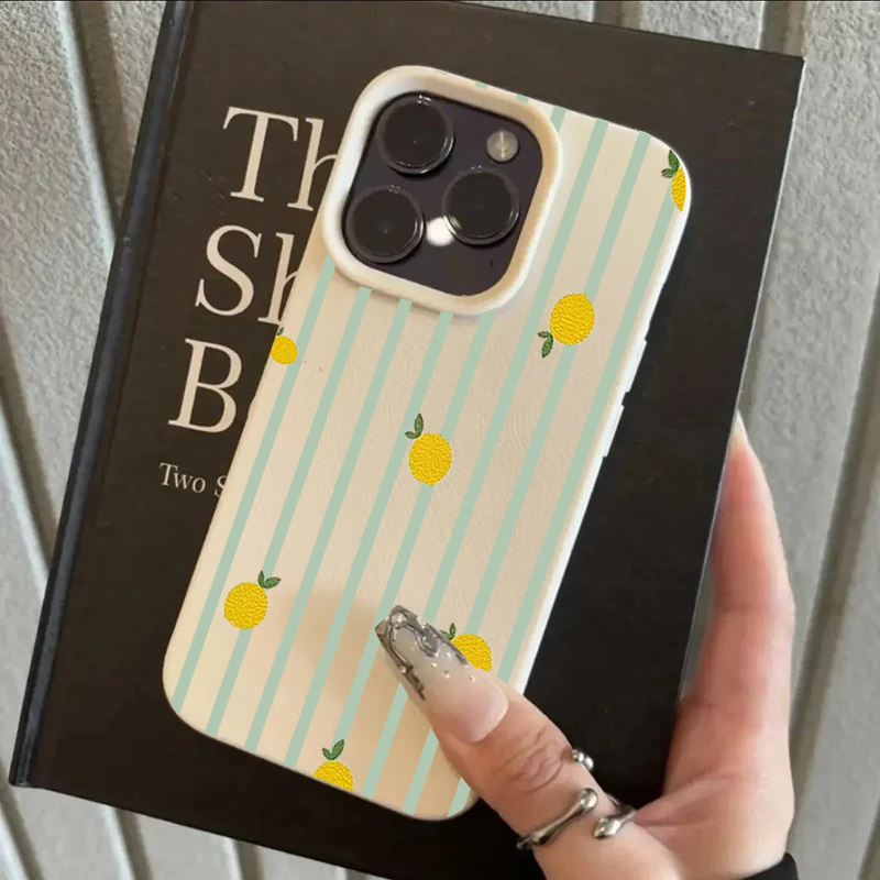 Apple Iphone 15 - Darbeye Dayanıklı Sevimli Limon Desenli Silikon