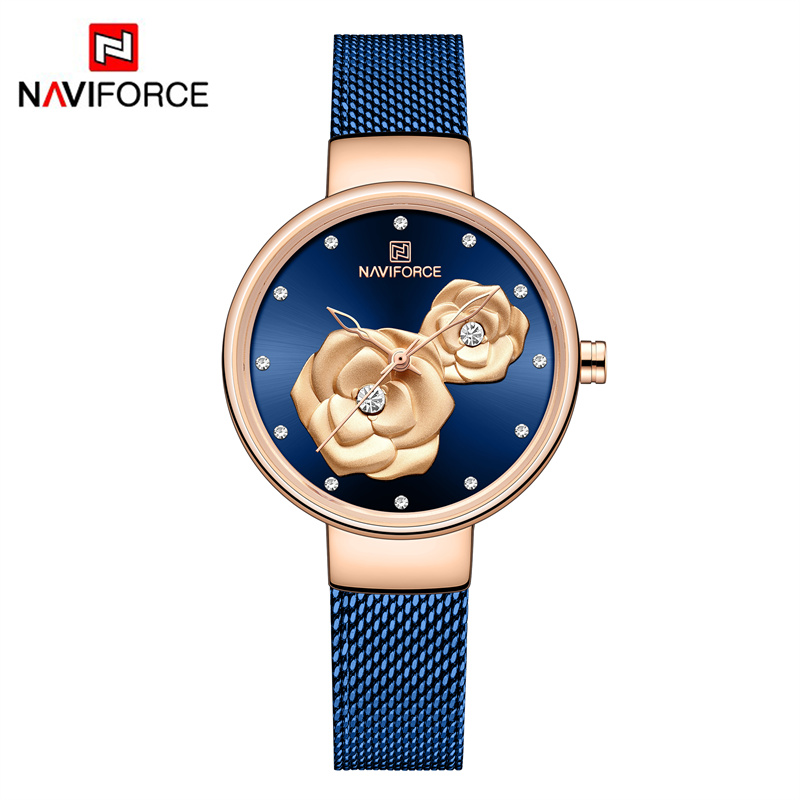 Stainless Mesh Band - NAVIFORCE Lüks Kadın Kol Saati Seti