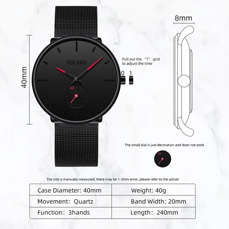YOLAKO Erkek Moda Minimalist S - Stainless Mesh Band incelemesi ve fiyatı
