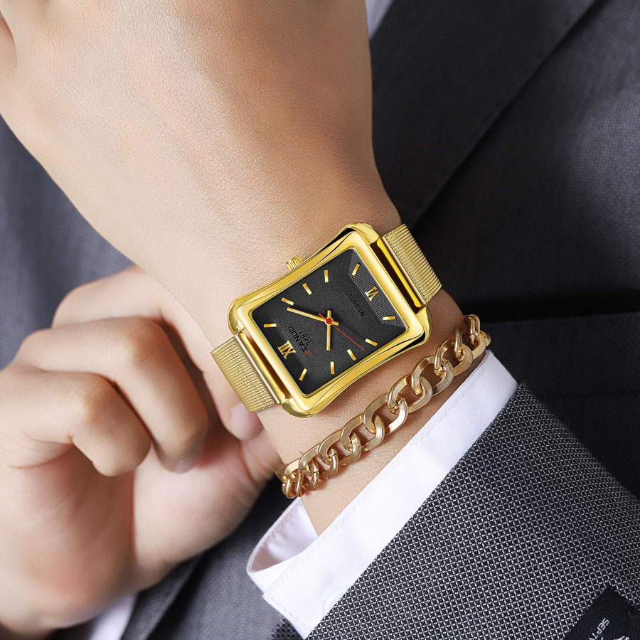 2024 yeni Trendy erkek kare iz - Stainless Mesh Band incelemesi ve fiyatı